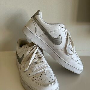 Women’s Nike Court Vision Low White and Silver - Size 8